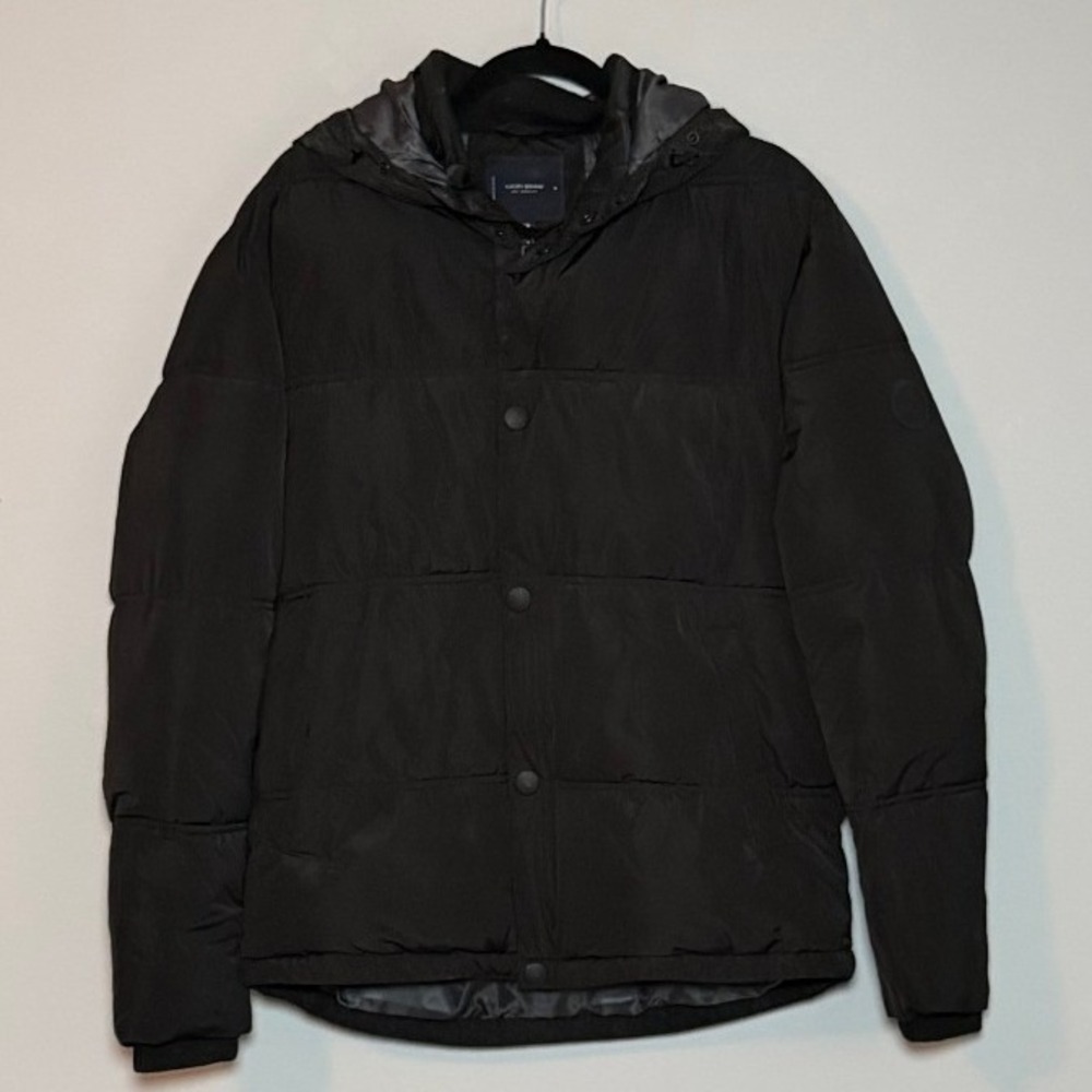 Lucky Brand Womens Black Hooded Puffer Jacket Recycled Insulation Small